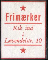 Timbre-monnaie Frimaerker - Kik ind i Lavendelstr. 10 - carton blanc - texte rouge - Danemark
