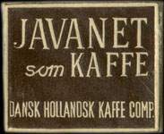 Timbre-monnaie Javanet som Kaffe - 1 øre sur carton blanc - fond marron - Danemark - avers