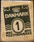 Timbre-monnaie Javanet som Kaffe - 1 øre sur carton blanc - fond marron - Danemark - revers