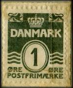 Timbre-monnaie M. Johansens - Bondestuer - 1 øre sur fond vert-clair - Danemark - revers