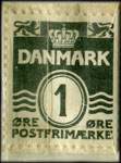 Timbre-monnaie M. Johansens - Bondestuer - 1 øre sur fond vert - Danemark - revers