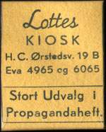 Timbre-monnaie Lottes - Kiosk -  H.C.  Ørstedsv. 19 B - Eva 4965 og 6065 - Stort Udvalg i Propagandaheft. - Danemark - sur carton ocre