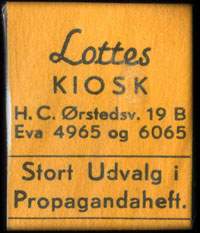 Timbre-monnaie Lottes - Kiosk -  H.C.  Ørstedsv. 19 B - Eva 4965 og 6065 - Stort Udvalg i Propagandaheft. - Danemark - sur carton orange