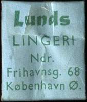 Timbre-monnaie Lunds Lingeri - 1 øre sur carton bleu - Danemark - avers