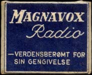 Timbre-monnaie Magnavox radio - 1 øre sur carton blanc - fond bleu-nuit - Danemark - avers