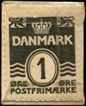 Timbre-monnaie Magnavox radio - 1 øre sur carton blanc - fond bleu-nuit - Danemark - revers