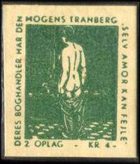 Timbre-monnaie Deres boghandler har den Mogens Tranberg selv amor kan fejle - 2 oplag - kr 4 - 1 øre avec motif vert sur carton beige - Danemark