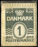 Timbre-monnaie Neye Dametasker Lædervarer Rejseartikler - 1 øre sur fond bleu - Danemark - revers