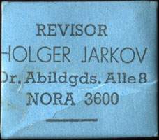 Timbre-monnaie Revisor Holger Jarkov - Dr. Abildgds. Alle 8 - Nora 3600 - carton bleu - Danemark