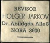 Timbre-monnaie Revisor Holger Jarkov - Dr. Abildgds. Alle 8 - Nora 3600 - carton blanc - Danemark