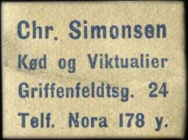 Timbre-monnaie Chr. Simonsen - Kød og Viktualier - Carton gris - type 1 - Danemark