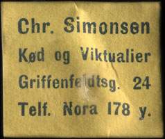 Timbre-monnaie Chr. Simonsen - Kød og Viktualier - Carton jaune - type 1 - Danemark