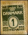 Timbre-monnaie Sønderjydsk forening for København - 1 øre sur carton beige - fond rouge - Danemark - revers