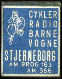 Timbre-monnaie Cykler - Radio - Barne-Vogne - Stjerneborg - Am. Brog. 163 - Am. 366 - fond bleu - Danemark