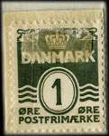 Timbre-monnaie Brilleslangen hedder Thiele - 1 øre sur fond bleu - Danemark - revers