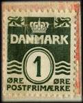 Timbre-monnaie Brilleslangen hedder Thiele - 1 øre sur fond rouge - Danemark - revers
