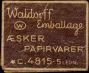 Timbre-monnaie Waldorff Emballage - 1 øre sur carton blanc - fond marron - Danemark - avers